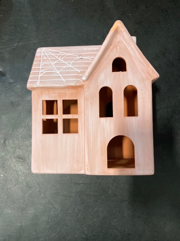 Photo 1 of Hyde & EEK! 8” Pink Terracotta Haunted House Halloween Decoration