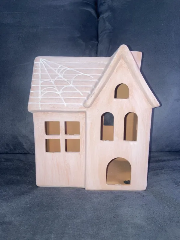 Photo 1 of Hyde & EEK! 8” Pink Terracotta Haunted House Halloween Decoration