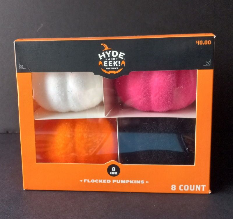 Photo 1 of Target Hyde and Eek Flocked Pumpkins Halloween 2024 Decorative Set Pink