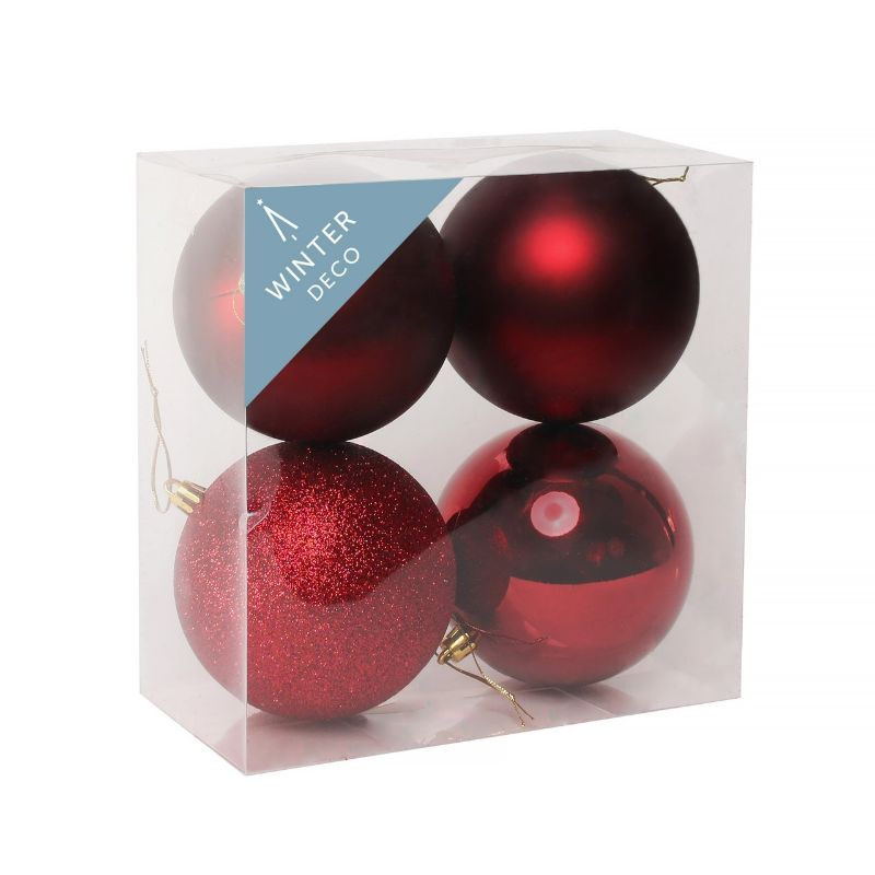 Photo 1 of 10cm Burgundy Shatterproof Baubles (x4)