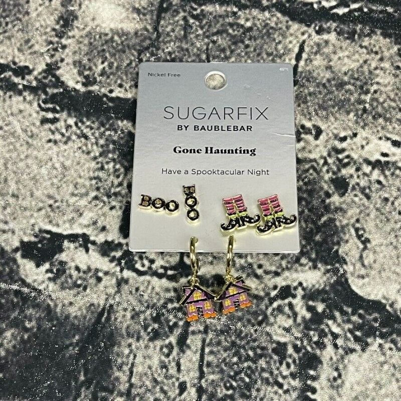 Photo 1 of Sugarfix Gone Haunting Earrings Halloween Boo House 3 Pair Earrings Baublebar