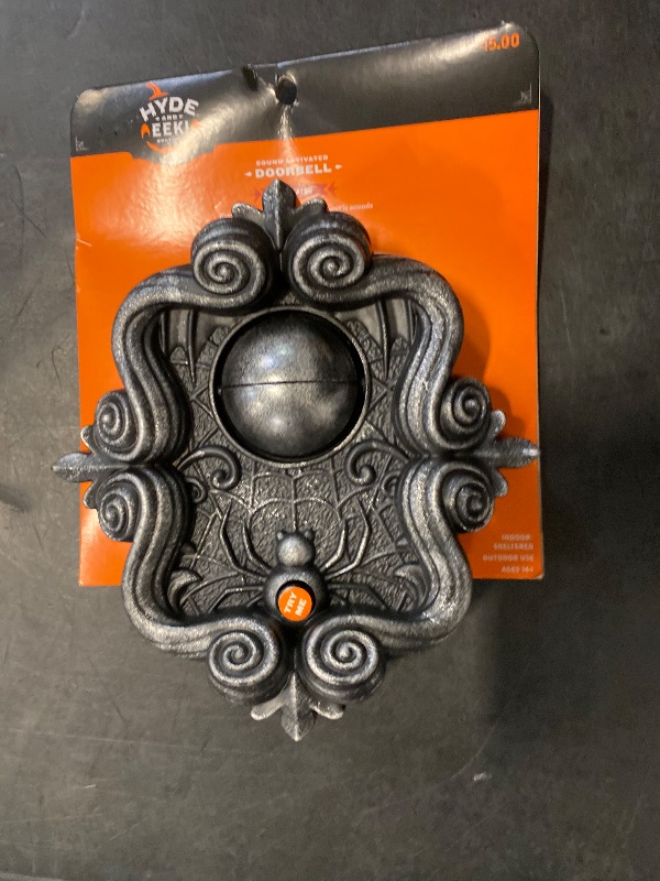 Photo 1 of 8 Inch Hyde & Eek! Sound Activated Spooky Eye Animated Halloween Doorbell - Eyeball Moves Lights up and Plays Eerie Sounds