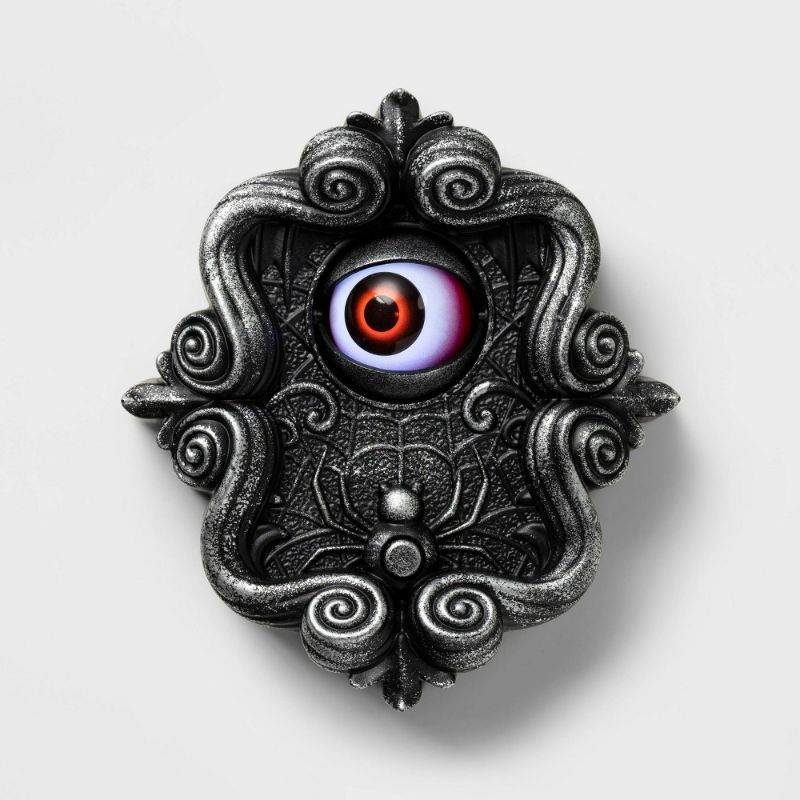Photo 1 of 8 Inch Hyde & Eek! Sound Activated Spooky Eye Animated Halloween Doorbell - Eyeball Moves Lights up and Plays Eerie Sounds