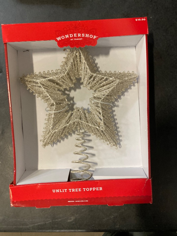 Photo 1 of 12" Metal Star with Glittered String Christmas Tree Topper Silver - Wondershop