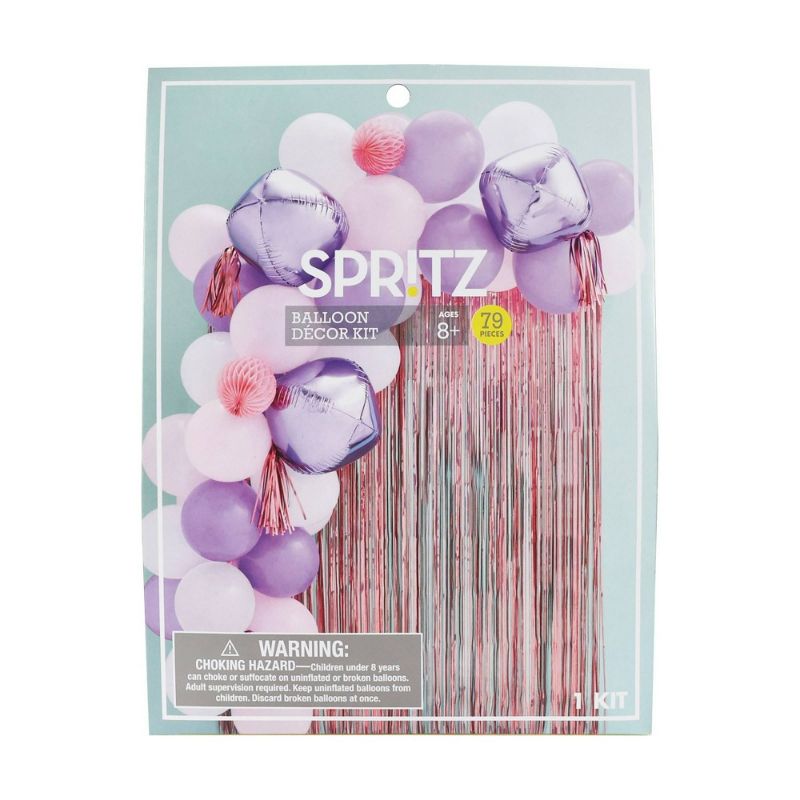 Photo 1 of 48ct Balloon Arch Garland Décor Kit with Backdrop Pink/Purple - Spritz