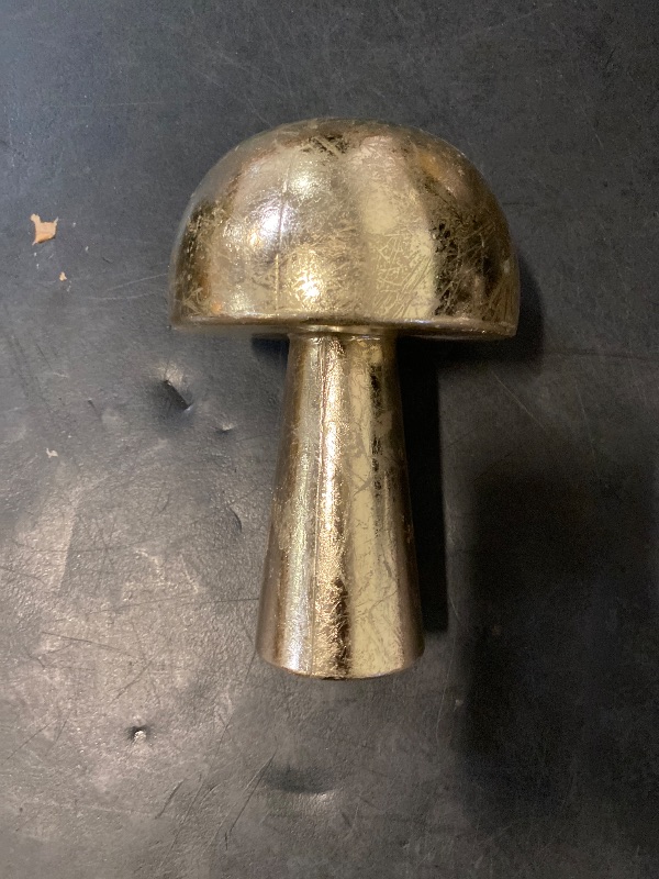 Photo 1 of NWT Target 2024 8" Gold Foil Plastic Mushroom Decorative Indoor Sculpture, Decor