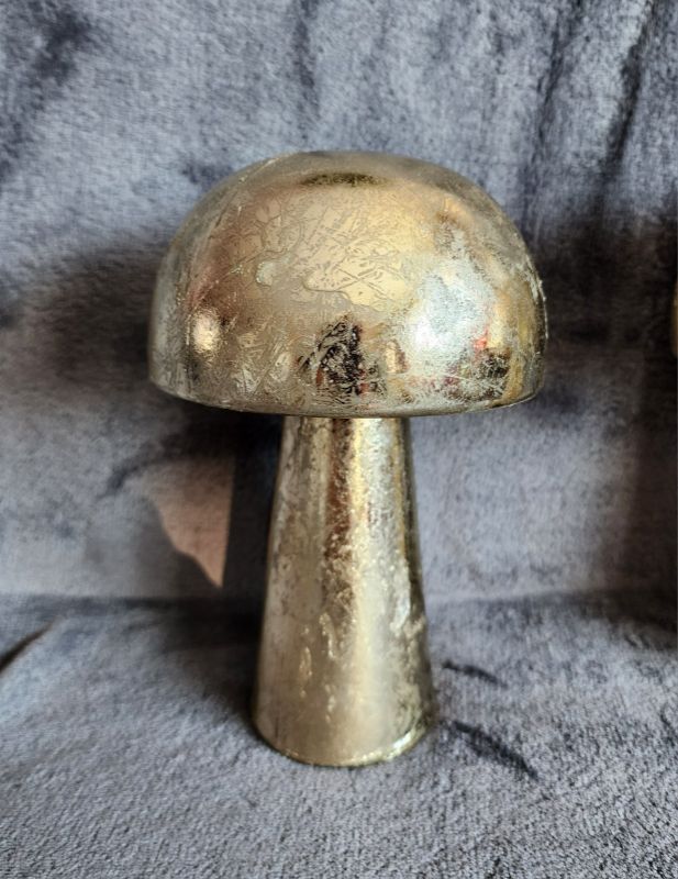 Photo 1 of NWT Target 2024 8" Gold Foil Plastic Mushroom Decorative Indoor Sculpture, Decor