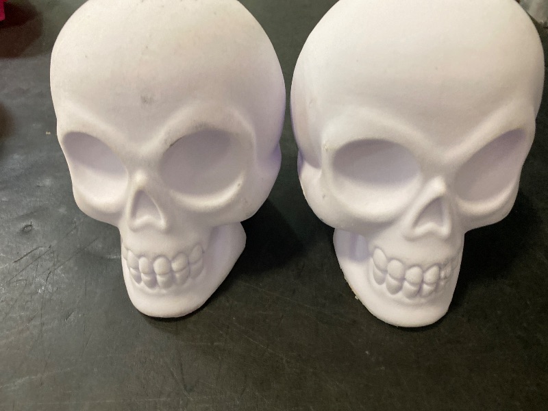 Photo 1 of 2 pack 6.5 Plastic Flocked Skull Halloween Decorative Sculpture - Hyde & EEK! Boutique