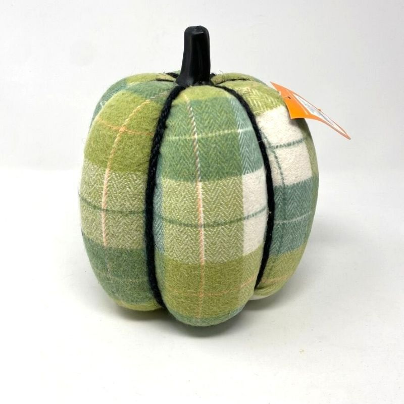 Photo 1 of Target 8.75" Brushed Plaid Knit Pumpkin Green Halloween Figurine Hyde & EEK!