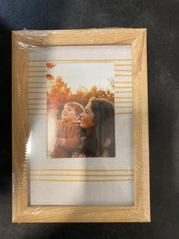Photo 1 of 6 pack The Target Elsa L Wood Finish Picture Frame with Yellow Striped Mat, which holds a 3"x4" or 4"x6" photo