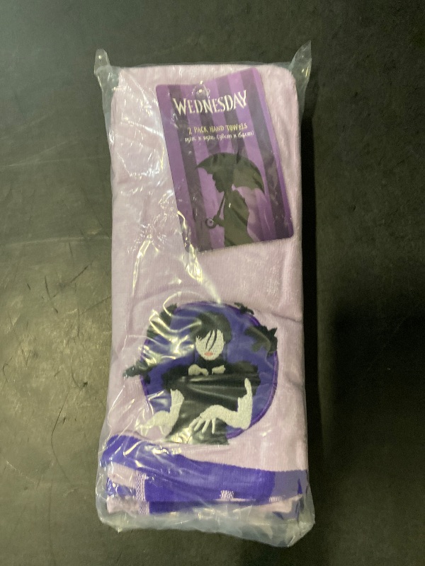 Photo 1 of The New Set of 2 Wednesday Addams TV Show Halloween Hand Towels