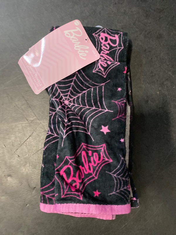 Photo 1 of 2 Pack Halloween Barbie Spider Webs Black & Pink Kitchen Towel NEW 2024