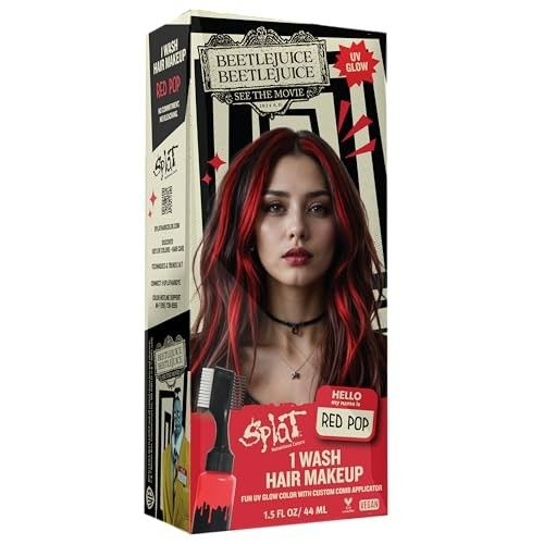 Photo 1 of Beetlejuice Beetlejuice Splat 1-Wash Temporary Hair Dye, Red Pop