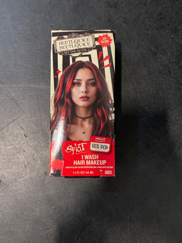 Photo 1 of Beetlejuice Beetlejuice Splat 1-Wash Temporary Hair Dye, Red Pop