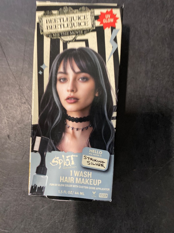 Photo 1 of Striking Silver Splat 1-Wash Temporary Hair Dye, Beetlejuice Beetlejuice