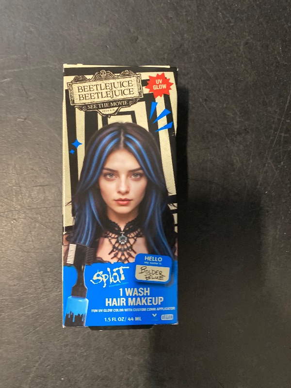 Photo 1 of Beetlejuice Beetlejuice Splat 1-Wash Temporary Hair Dye, Bolder Blue