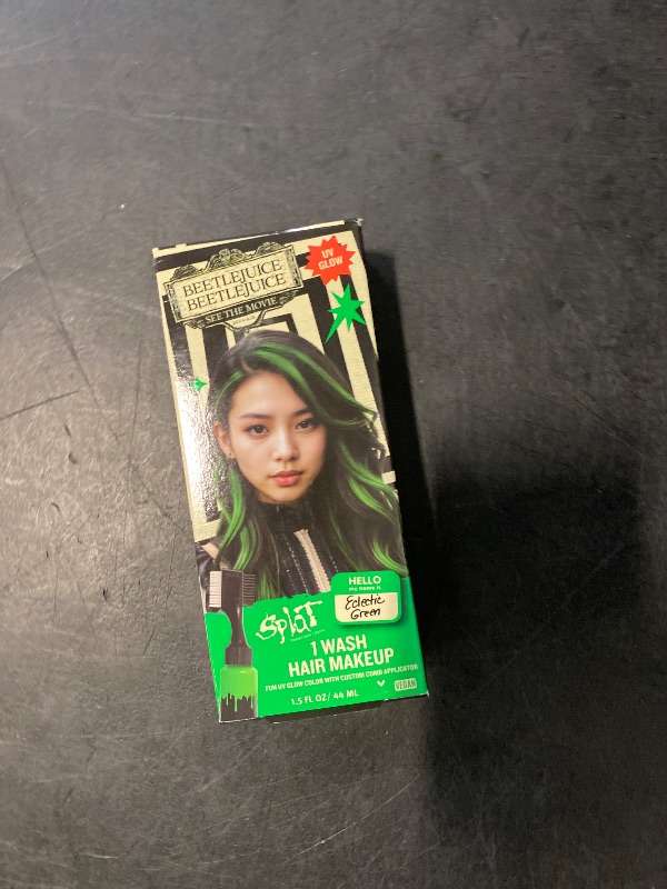 Photo 1 of Electric Green Splat 1-Wash Temporary Hair Dye, Beetlejuice Beetlejuice