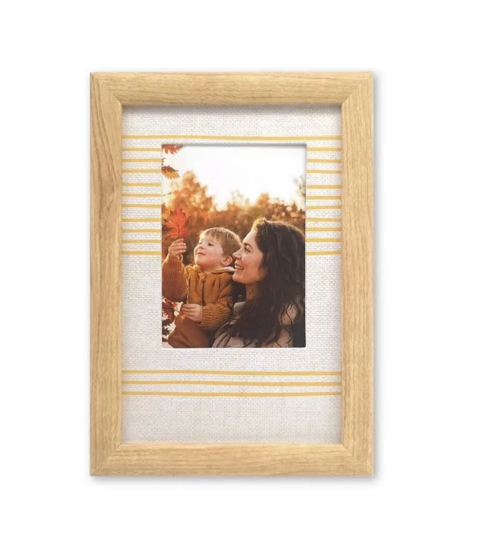 Photo 1 of 6 pack Target Elsa L. Frame - Natural/Yellow Stripe Holds 3”x 4” Or 4”x 6” Picture NEW