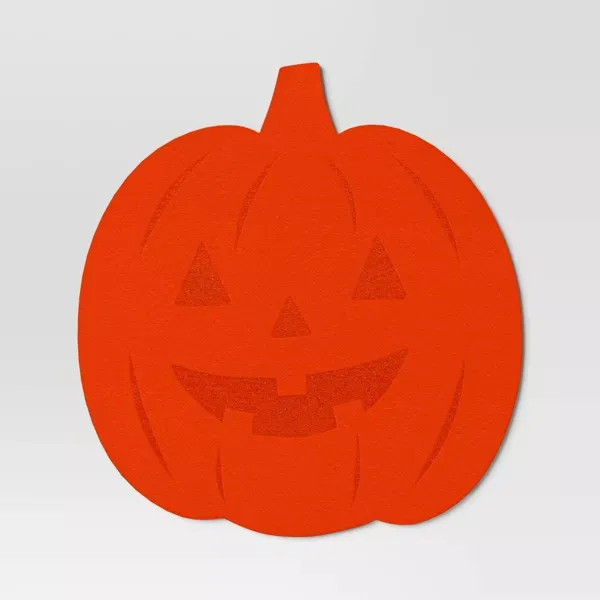 Photo 1 of 12 pack Halloween Pumpkin Charger Placemat Orange - Hyde and EEK! Boutique™: Novelty Shape, Polyester, Spot Clean