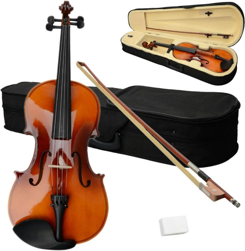 Photo 1 of Ktaxon 16-Inch Wooden Acoustic Viola set for Adults and Beginners, Solid Vintage-Inspired Handmade Wooden Violas with Case, Bow, Rosin, and Four Fine Tuners, Full Size Viola Instrument, Brown