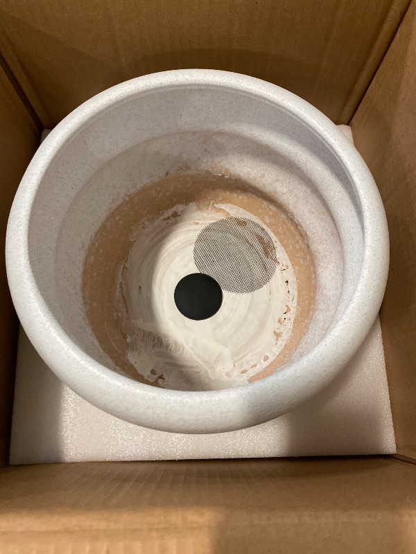 Photo 1 of SQOWL Ceramic Planter Pot - 10 Inch Plant Pot with Drainage Hole Large Planter for Indoor Plants Outdoor Flower Pot Decorative Plant Pot for Garden Bathroom Decor White
