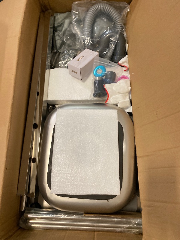 Photo 1 of Free Standing Single Bowl Kitchen Sink, Stainless Steel Utility Sink with Cold and Hot Water Pipe for Kitchen, Garage, Backyard