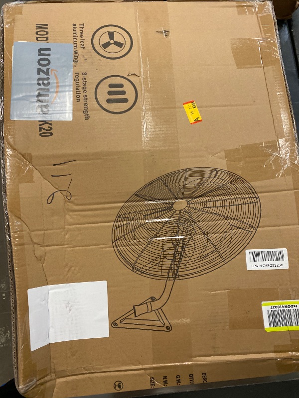 Photo 1 of 20” Wall Mount Fan 7000 CFM High Velocity Wall Industrial Fan 120° Oscillating Fans 3-Speed for Household, Commercial Use - ETL Listed, Black