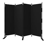 Photo 1 of Room Divider, 4 Panel Upgraded Folding Privacy Screen, 88” Highly Secretive Separation with 3 Metal Feet, Partition Screen, Lightweight Freestanding Wall Divider Bedroom (Black)