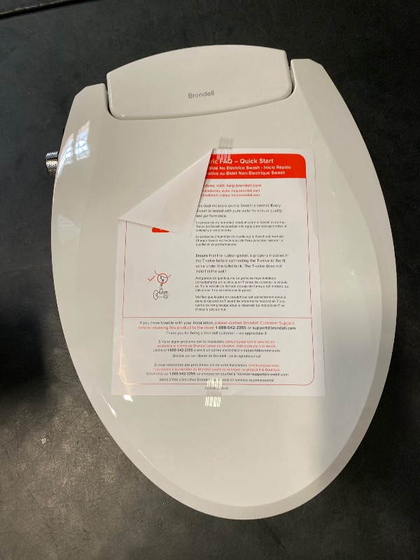 Photo 1 of Brondell Bidet Toilet Seat Non-Electric Swash Ecoseat, Fits Elongated Toilets, White - Dual Nozzle System, Ambient Water Temperature - Bidet with Easy Installation
