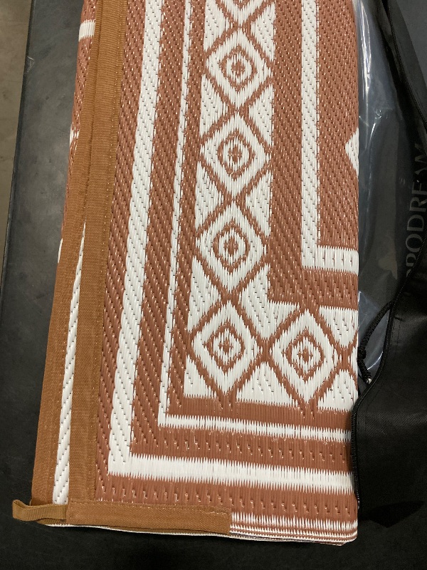 Photo 1 of OPPODREAM Outdoor Rug 8x10 Patio Waterproof, Large Outdoor Plastic Straw Rug, Reversible Out Door Carpet for Camping, Deck, Rv, 8 x 10 Area Carpet for Balcony, Porch, Backyard, White & Brown