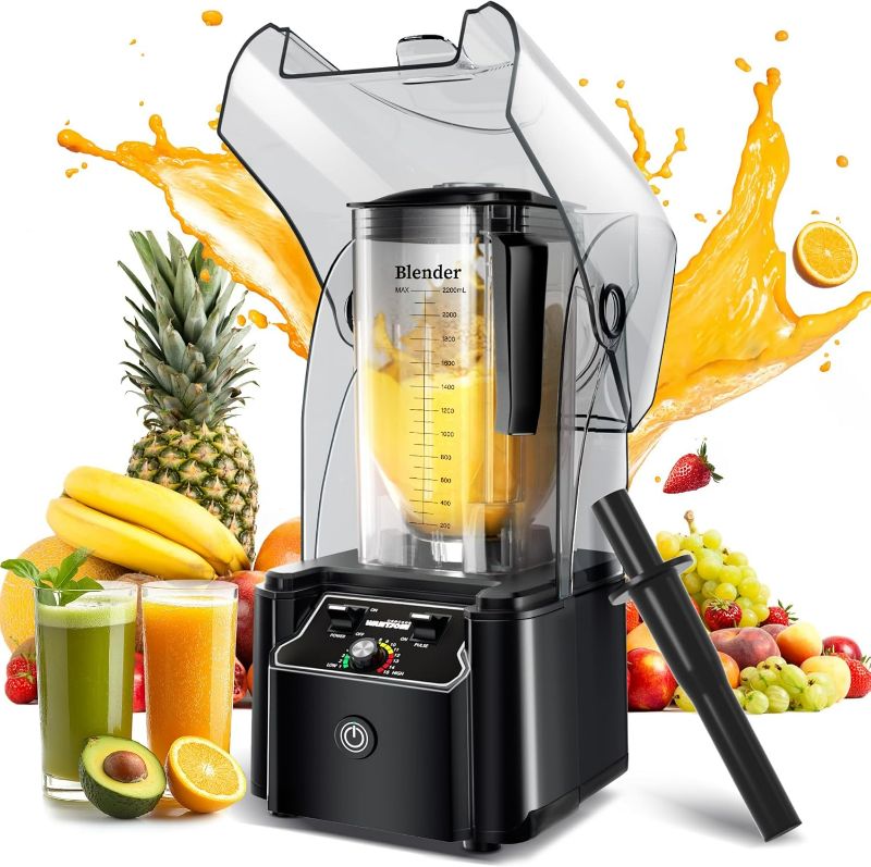 Photo 1 of WantJoin Professional Commercial Blender With Shield Quiet Sound Enclosure 2200W Industries Strong and Quiet Professional-Grade Power, Self-Cleaning, Black