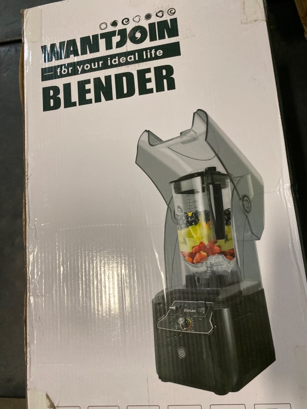 Photo 1 of WantJoin Professional Commercial Blender With Shield Quiet Sound Enclosure 2200W Industries Strong and Quiet Professional-Grade Power, Self-Cleaning, Black