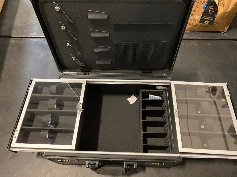 Photo 1 of Barber Case 6 Clippers Sliding Tray, Profesional Barbers Briefcase Tool Case, Barber Cases for Clippers and Supplies, Hair Scissors Trimmer Organizer, Salon Hair Grooming Hard Travel Suitcase