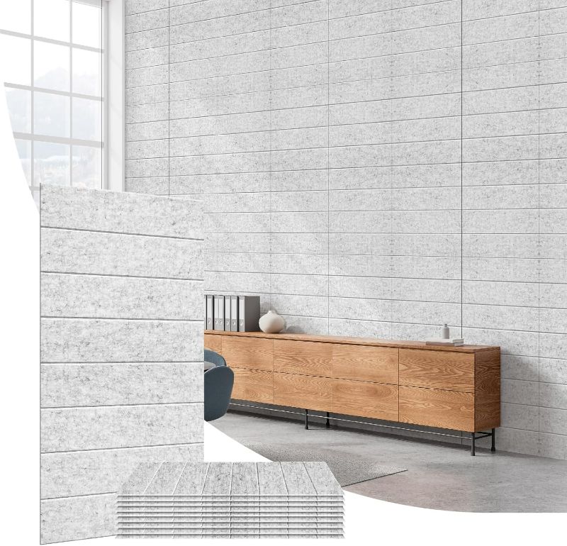 Photo 1 of Olanglab Acoustic Wall Panels 10 Pack, 48 x 24 per Acoustic Panels Sound Absorbing, Decorative Sound Panels for Home Studio and Office, Gray Horizontal Design