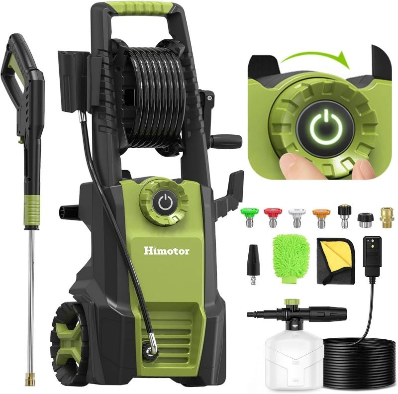 Photo 1 of Pressure Washer with Adjustable PSI Switch, 4500PSI Max 3.0 GPM Electric Power Washer with 5 Nozzles & 500ml Foam Cannon, Portable High Pressure Washer for Cars, Fences, Patios and Driveway Cleaning
