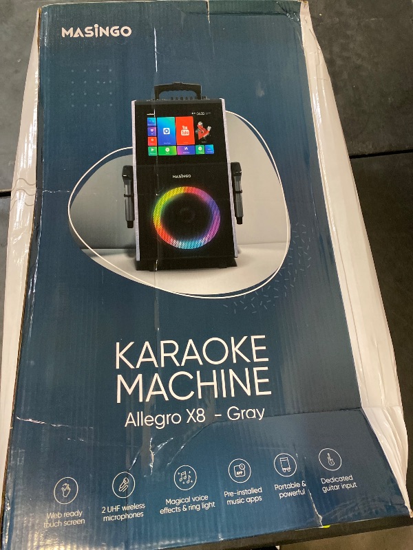 Photo 1 of Professional Karaoke Machine with Lyrics Display Screen for Adults, 2 Wireless Microphones, LED Lights, Bluetooth Portable PA Speaker System with Upgraded Built in 15" Tablet & WiFi, Allegro X8 2.0
