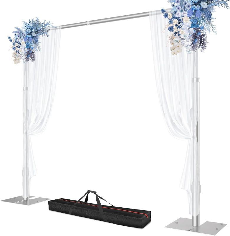 Photo 1 of And Drape Backdrop Stand, 10x10ft Heavy Duty Adjustable Backdrop Frame with Metal Base, Background Holder for Parties Photography Wedding Photoshoot Decoration