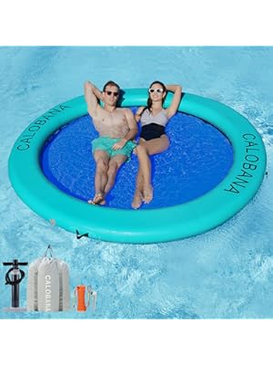 Photo 1 of Round Floating Ring Inflatable Water Hammock Heavy Duty River Floats Lake Raft for Adults Tanning Pool Lounger Float Island Platform Pad Mat for Party