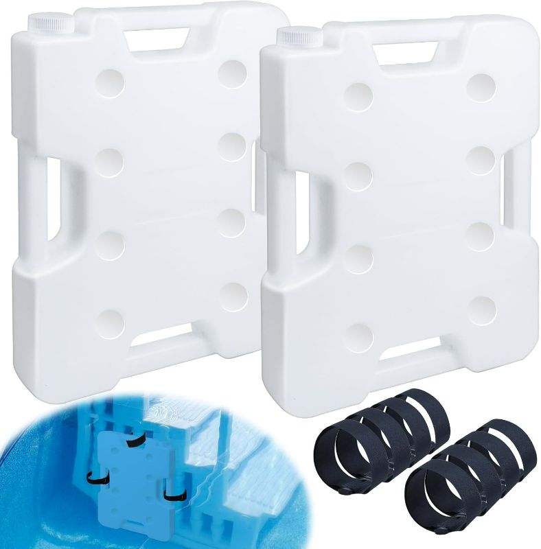 Photo 1 of 2 Pack Swimming Pool Ladder Weights for Above Ground Pools, Plastic Pool Step Weights Removable Stair Weights Anchor Container Sand Bag with 8 Hook and Loop Straps Hold 52lbs for Easy Step System