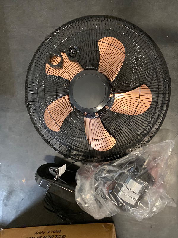 Photo 1 of 20 Inch Wall Mount Fan with Remote, 3-speed Wall Oscillating Quiet Fan with 5 Blades, Adjustable Tilt and Timing, High Velocity Wall-Mounted Fans for Bedroom, Gym, Office, Warehouse, Garage, Gold