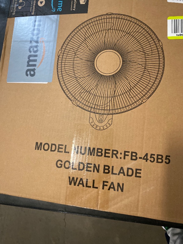 Photo 1 of 20 Inch Wall Mount Fan with Remote, 3-speed Wall Oscillating Quiet Fan with 5 Blades, Adjustable Tilt and Timing, High Velocity Wall-Mounted Fans for Bedroom, Gym, Office, Warehouse, Garage, Gold