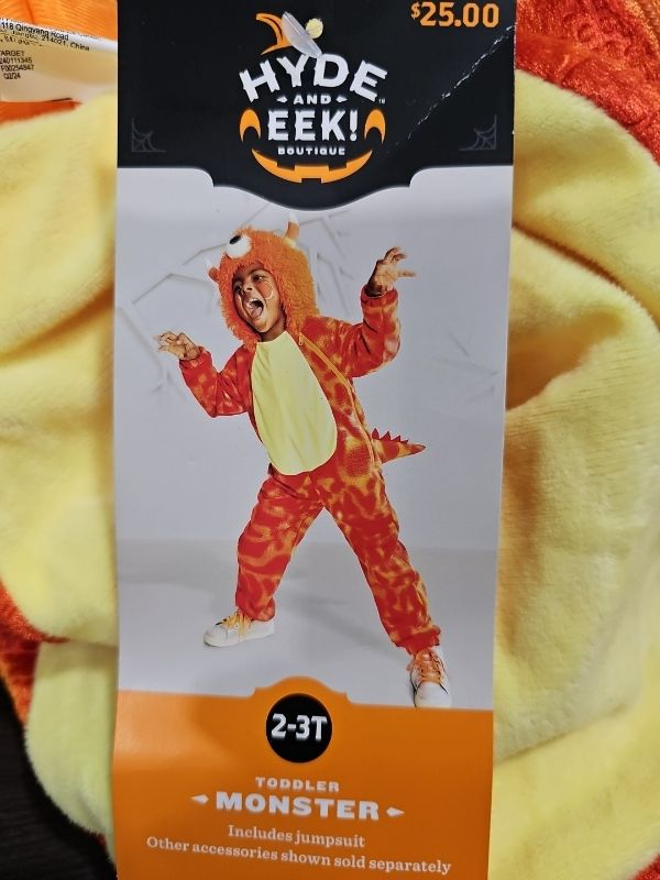 Photo 1 of Toddler 2-3T NEW Orange Monster Halloween Costume Hooded Jumpsuit Hyde & Eek