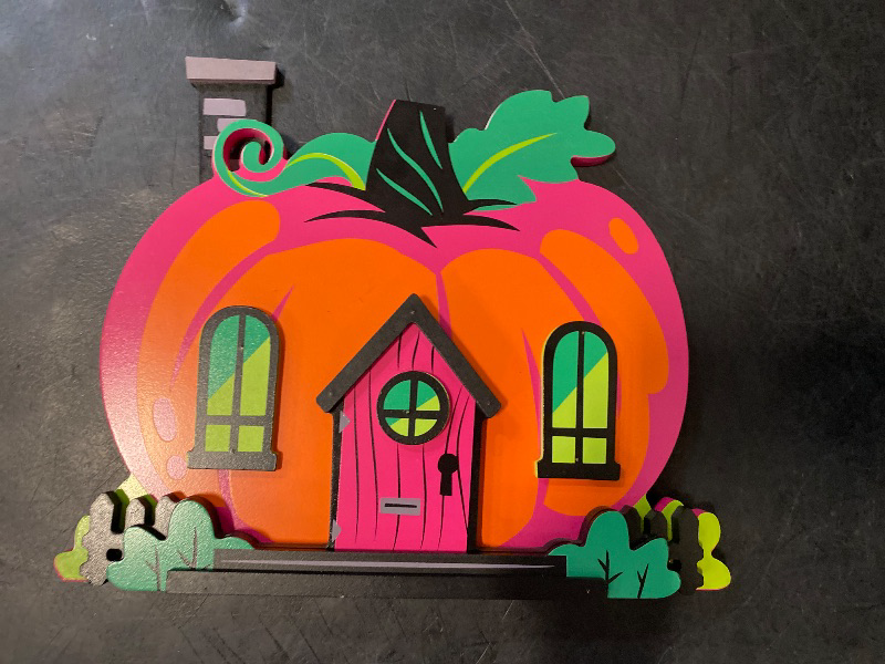 Photo 1 of Hyde & Eek Flat Jack O Lantern Mini Mantle Wood Decor Halloween Tabletop Pumpkin