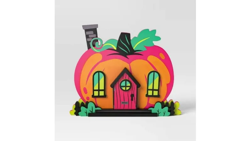 Photo 1 of Hyde & Eek Flat Jack O Lantern Mini Mantle Wood Decor Halloween Tabletop Pumpkin