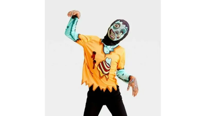 Photo 1 of One size Target New Zombie Halloween Costume Child Glows Under Blacklight One