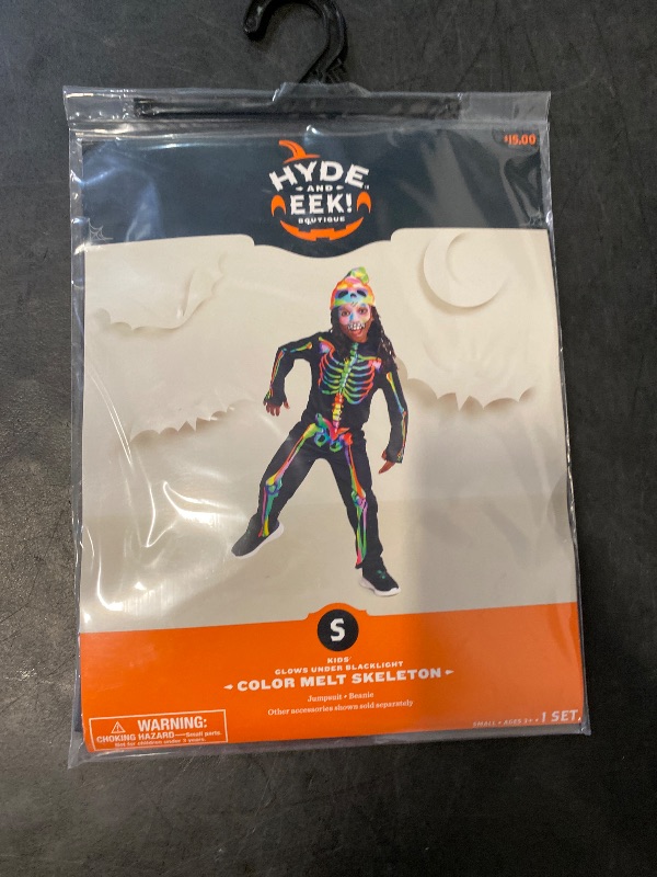 Photo 1 of Size S Hyde & Eek Boys Color Melt Skeleton Glows Under Blacklight Costume