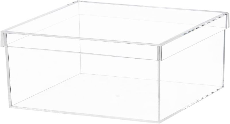 Photo 1 of Clear Acrylic Box with Lid, Clear Acrylic Plastic Square Cube containers Storage Box 5.9x5.9x2.36 Inches/150X150X60mm for Candy Pill and Tiny Jewelry