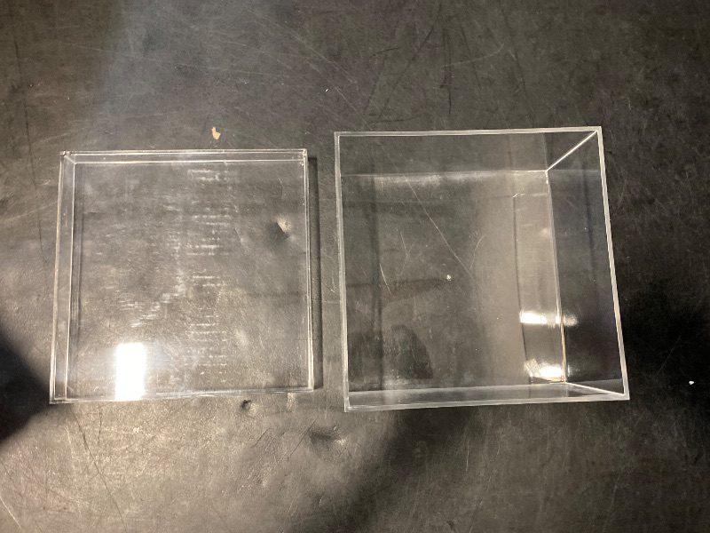 Photo 1 of Clear Acrylic Box with Lid, Clear Acrylic Plastic Square Cube containers Storage Box 5.9x5.9x2.36 Inches/150X150X60mm for Candy Pill and Tiny Jewelry