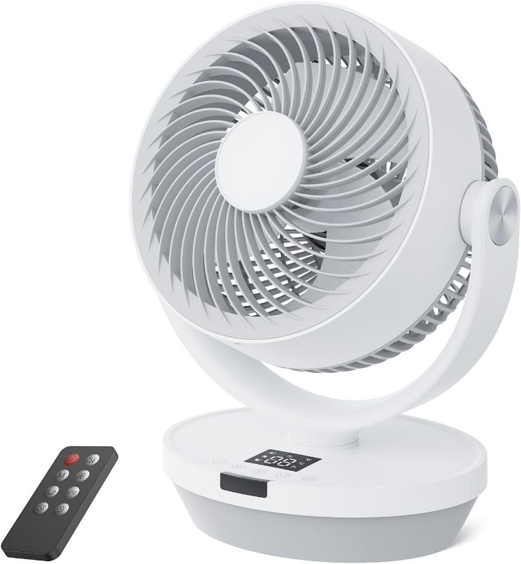 Photo 1 of Fan for Bedroom, 13" Air Circulator Fans with Remote, 120°Vertical Manual +90°Oscillating Desk fan, 60ft Powerful Airflow, Portable Fan With 4 Speeds, 4 Modes, 12H Timer, 25dB Quiet Smallfan (White)