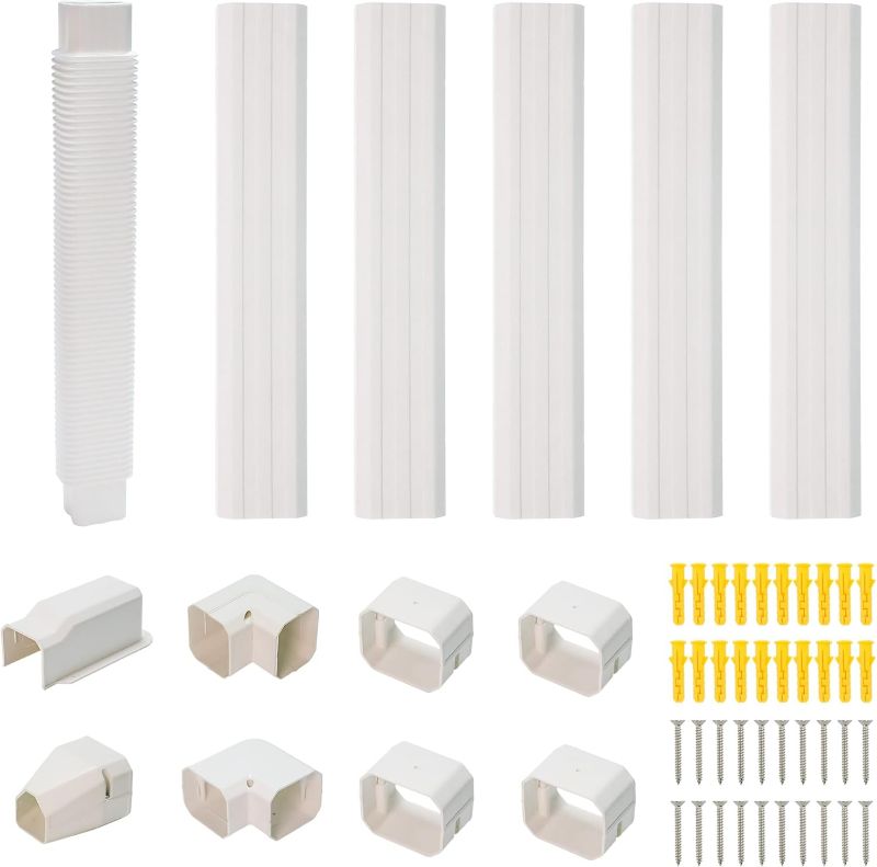Photo 1 of 3" 10Ft Mini Split Line Set Cover,PVC line Set Cover kit for mini Split with Flexible Duct,Decorative Air Conditioner, HAVC and Heat Pumps, White